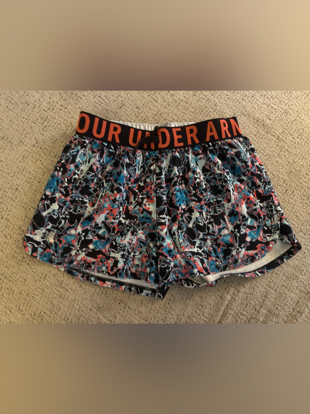 Under Armour Girls' Black Multi Print Athletic Shorts